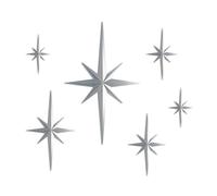 Stylor Mid Century Modern Decor, Mcm Retro 3D Star Art Wall Sculpture, Plastic Starburst Decor, Vintage Celestial Whimsigoth Home Decor Accent. (Set of 6, Silver)