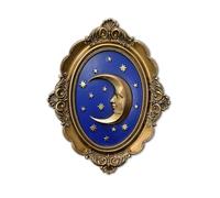 Stylor Whimsical Celestial Crescent Moon Vintage Wall Decor - Whimsigoth Antique Gold 3D Ovals Relief Hanging Wall Art, Resin 90s Gothic Aesthetic Hanging Accent for Bedroom and Gallery