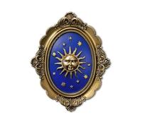 Stylor Whimsical Celestial Sun Vintage Wall Decor - Whimsigoth Antique Gold 3D Ovals Relief Hanging Wall Art, Resin 90s Aesthetic Hanging Accent for Bedroom and Gallery