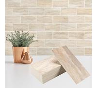 StyloVue 100 Pieces Peel and Stick Backsplash for Kitchen, 3" x 6" PVC Subway Tile 2026 Upgraded Grayish Beige with Gray Grout Backsplash Stick on Tile Elevate Kitchen, Bathroom, Fireplace,RV