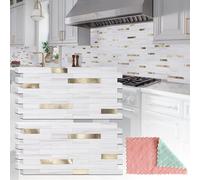 StyloVue 20 Sheets Peel and Stick Backsplash for Kitchen, 2026 Upgraded Dolomite Star Gray with Metal Glod Look Stick on Tile Upgrade Your Kitchen Backsplash, RV, Fireplace