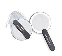 STYLPRO Twirl Me Up, Handheld LED Mirror, Swivel/Foldable Handle, Portable, USB Rechargeable, Soft Touch Pouch for Travel, Black