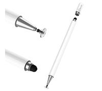 Stylus for Touch Screens - High Sensitivity Capacitive Pen with 2-in-1 Disc & Fiber Tips Fine Point, Compatible with iPad, iPhone, Apple, Mini, Air, Android and More (White)