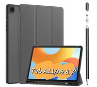 Stylus Pen+Case for Samsung Galaxy Tab A11/A9-8.7 inch, Built in Pen Slot Slim for A9/A11 Tablet Protective Leather case Auto Wake/Sleep，Honeycomb Heat Dissipation (Grey)
