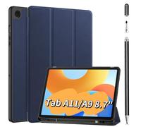 Stylus Pen+Case for Samsung Galaxy Tab A11/A9-8.7 inch, Built in Pen Slot Slim for A9/A11 Tablet Protective Leather case Auto Wake/Sleep，Honeycomb Heat Dissipation (Deep Blue)