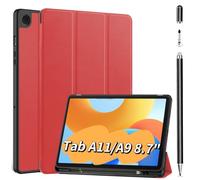 Stylus Pen+Case for Samsung Galaxy Tab A11/A9-8.7 inch, Built in Pen Slot Slim for A9/A11 Tablet Protective Leather case Auto Wake/Sleep，Honeycomb Heat Dissipation (Red)
