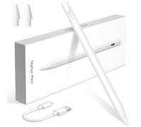 Stylus Pen for iPad 11/10/9, USB-C Fast Charging with Magnetic Attraction, Palm Rejection & Tilt Sensitivity, Active Pen with 2 Replacement Tips, for iPad Pro/Air, School Kids Students, White