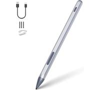 Stylus Pen for Microsoft Surface Pro 12/11/10/9/8/7/6/5/4/X Surface Go/Laptop/Book/Studio/Duo/HP/ASUS Series, 4096 Pressure Sensitivity, Palm Rejection Function, Eraser & Right-Click Shortcuts, Silver