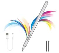 Stylus Pen for Microsoft Surface Pro 12/11/10/9/8/X/7+/6/5/4/3,Surface Go 4/3/2/1,Surface Laptop 1-6/Studio/Book 3/2/1 with Eraser Side Button,Palm Rejection,Tilt Function,1024 Pressure (Sliver)