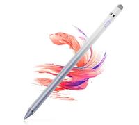 Stylus Pen for Touchscreen - 1.5mm Ultra-Fine Tip Stylus Pen for iPad Pro, Air | Magnetic Cap | 12H Battery | No Bluetooth | Compatible with iPhone, Android, Chromebook, Tablets (White Purple)
