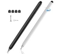 Stylus Pen for Touchscreen, Magnetic Body & Rotate Design for Hidden Disc Tip, 2-in-1 Stylus for Apple iPhone iPad Pro/Android Tablets/Chromebook, Compatible with All Touch Screens (Black/White)