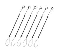 Stylus Pen Lanyard Lost Coiled Tether for Tablets and Smartphones - 6pcs Stretch Lanyard with Ring, Black - for Office, School, and Home Use