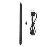 Stylus Pen with Palm Rejection, Capacitive Stylus Pen for Tablets, Tilt Pressure Sensitivity Stylus with 1.5mm Replaceable Tip, Battery Level Display and Side Adsorption for Sketch (Black)