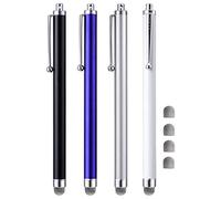 Stylus Pens, CCIVV 4 Pcs 5.6 Inches Mesh Tip Stylus for Touch Screens, iPad, iPhone, Kindle Fire, 4 Extra Replaceable Hybrid Fiber Tips (White, Black, Silver, Blue)