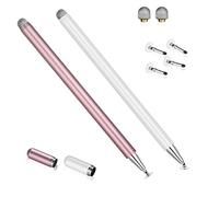 Stylus Pens for iPad, Touch Screens Stylus Pencils High Sensitivity Disc & Fiber Tip Universal Stylus with Magnetic Cap Compatible with iPad, iPhone, Android, Microsoft Tablets(White/Rose Gold)