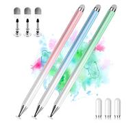 Stylus Pens for Touch Screens: 2-in-1 High Precision Universal Pen, Compatible with Apple, iPhone, iPad, Android, Samsung Devices - 3 Pack (Blue, Green, Pink)