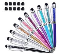 Stylus Pens for Touch Screens, ChaoQ 2 in 1 Crystal Stylus Ballpoint Pen (10-Pack), 1.0mm Medium Point (Black Ink), with 10 Replaceable Rubber Tips