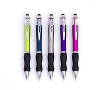 Stylus Pens for Touch Screens Medium Point Pens with Crystals for Women and Kids Black Ink Pen with Stylus Ballpoint Pens with Comfort Grip for The iPad, 5-Pack