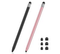 MEKO Stylus Pens for Touch Screens, Universal Tablet Pen Capacitive 2 in 1 Stylus for iPhone/iPad/pro/Mini/Air/Samsung/Tablet (Black + Rose Gold)