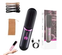 Styluse Beauty Hair Brush, Styluse Portable Hair Straightener Brush, 2-in-1 Straightener & Curler, Rechargeable Wireless Comb, Cordless Ceramic Glaze Bristles, Style Your Hairs in Minutes (Black)