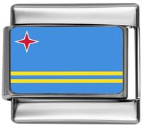 STYLYSH CHARMS Aruba Aruban Flag Photo Italian Charm PC235, 9mm, 304L Stainless Steel, Traditional Modular, Fits Classic Italian Charms