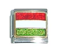 Stylysh Charms Hungary Hungarian Flag Ceramic Italian 9mm Link PQ022 Fits Traditional Classic