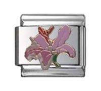 STYLYSH CHARMS Lily Pink Flower Enamel Italian 9mm Link GA047 Fits Traditional Classic