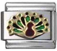STYLYSH CHARMS Peacock Bird Enamel Italian 9mm Link AN002 Fits Traditional Classic