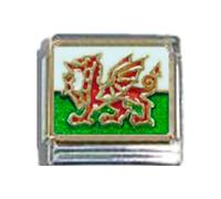 Stylysh Charms Wales Welsh Flag Ceramic Italian 9mm Link PQ057 Fits Traditional Classic