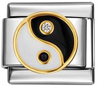 Stylysh Charms YIN YANG Chinese Symbol Enamel Italian 9mm Link NC052 Fits Traditional Classic