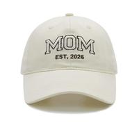 Stymora Mom Est 2026 Cap, New Mum Gifts, Adjustable Mummy Baseball Caps, Mothers Day New for First Time Parent Beige