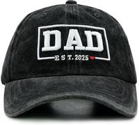 Stymora New Dad Est 2025 Hat, First Time Father Gifts, Adjustable Daddy to Be Baseball Cap, Birthday Gifts for Husband Black