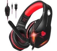 Stynice Gaming Headset with Microphone for Xbox PS5 PS4 PC - 3.5mm Jack Wired Headphones with Noise Cancelling Mic & LED - 50mm Audio Drivers & Soft Earpads