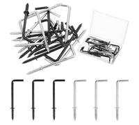 Styquenzer 20 PCS L Hooks, L Shaped Hooks, 2 Inch Square Bend Right Angle Hook, Black and Sliver L Shape Screw Hook, 40 PCS for Home, Office, Jewelry Organization