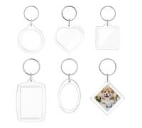 Styquenzer 6 Pcs Acrylic Photo Frame Keyring, Acrylic Photo Insert Keychain Blank Photos Insert Keyring Pendant Picture Frame Keyrings Make Your Own Keyrings Kit for Personalised Custom Artwork Gifts