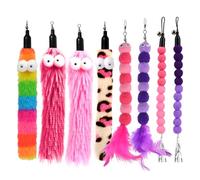 Styquenzer Cat Worm Toy Refills, 8 Pieces Cat Wand Replacement Worm Cats Toys Interactive Toys Assorted Worms Feather Refill Toy Cats Wand Attachments for Interactive Indoor