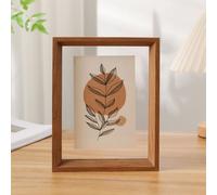 Styrene Photo Frames Double-Sided Floating Glass Frame Wooden Postcard Multicolor Multiple Sizes(Oak,10-inches [20.3 * 25.4cm])