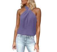 Styrian Women's Casual Sleeveless T-Shirt with Zip Detail on the Back. Perfect for all seasons. Easy to pair with jeans. Versatile long sleeve shirt women's red, Light purple, S