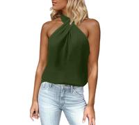 Styrian Women's Casual Sleeveless T-Shirt with Zip Detail on the Back. Perfect for all seasons. Easy to pair with jeans. Versatile long sleeve shirt women's red, Army Green, XL