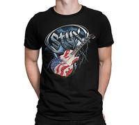 Styx Flag Guitar Black Adult T-Shirt Tee