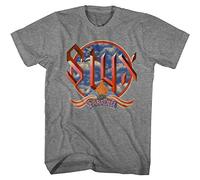 Styx Rock Band Return to Paradise Adult Short Sleeve T-Shirt Graphic Tee - gray - Medium