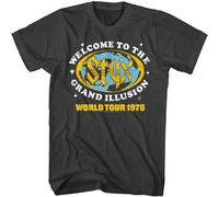 Styx Welcome to The Grand Illusion Men's T Shirt World Tour 78 Rock Band Black XL
