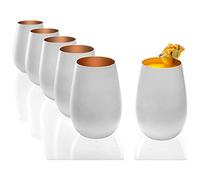 St鰈zle Lausitz Lead- Crystal Water Glasses - Dishwasher Proof 465ml White Matte Bronze