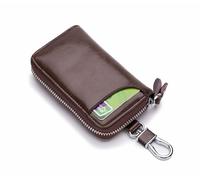 Su.B.dgn Genuine Leather Key Case Card Holder - 6 Hooks, 2 Long Car Key Chain - 1 Outer, 2 Inner Card Banknotes Slots - Brown