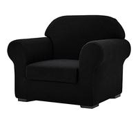 SU SUBRTEX Elastic Sofa Covers with 1 Separate Seat Cushion Cover Anti-Scrach Slipcovers Adjustable Washable Furniture Protector (1 Seater, Black)