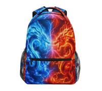 SUABO Dragon School Backpack Bookbag for Boys Girls Elementary School Casual Travel Bag Computer Laptop Daypack, Dual Dragon Energy Clash, S