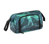 SUABO Three Wolves Big Capacity Pencil Case Pouch Pen Case Pencil Box Stationery Office Organizer Bag for Boys Girls