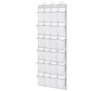 Suacculent Over Door Shoe Organiser, 24 Large Mesh Pockets & 3 Hooks, White