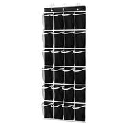 Suacculent Over The Door Shoe Organisers Hanging Holder with 24 Large Mesh Pockets & 3 Hooks, for Shoes and Small Items, Space Saving Storage Rack (White) (D B&W)