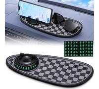 Suacopzar Multifunctional Car Anti-Slip Mat with Rotatable Phone Holder, Universal Anti-Slip Pad for Car, Dashboard Pad with Temporary Parking Number, Large Storage Non Slip Mat for Phone/Glasses/Keys